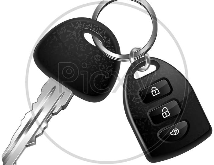 3d illustration of car key and remtote control