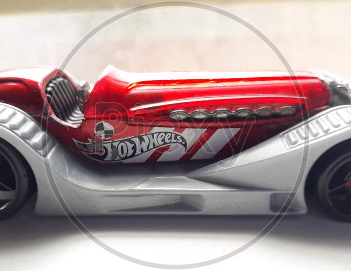 Macro photo of Hot wheels car toy