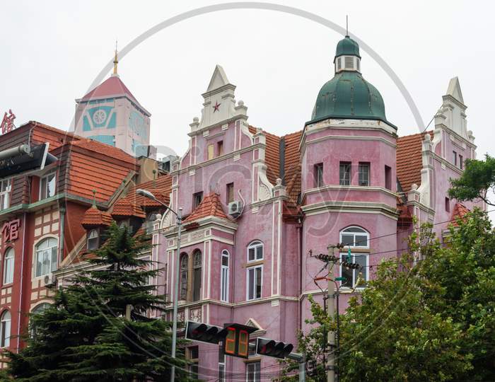Old Style German Colonial Buildings In Downtown Qingdao, China