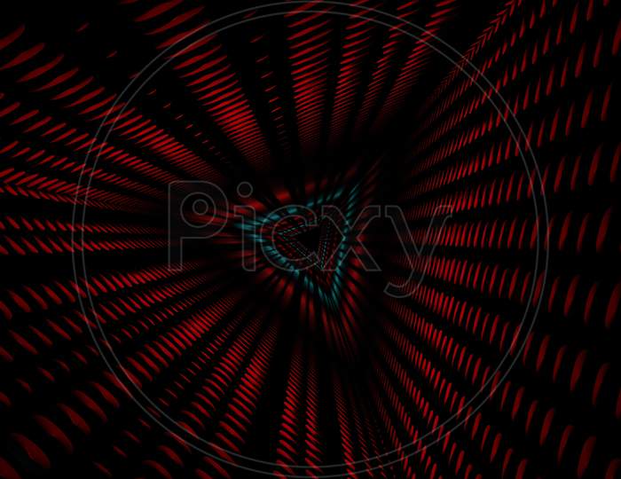 3D Illustration Graphic Of The Abstract Dark Red Colorful Tunnel In Space.