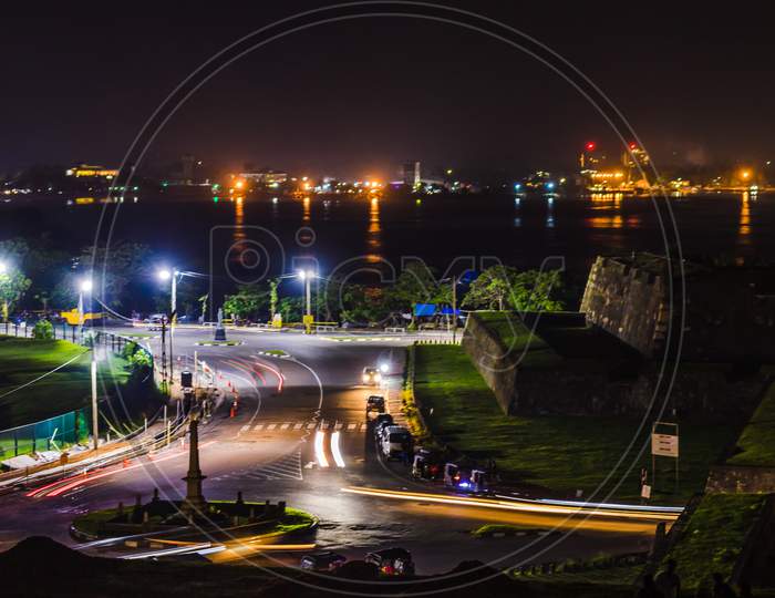 Taken From On Top Of Galle Fort, View Of The Streets Long Exposure Night Photography