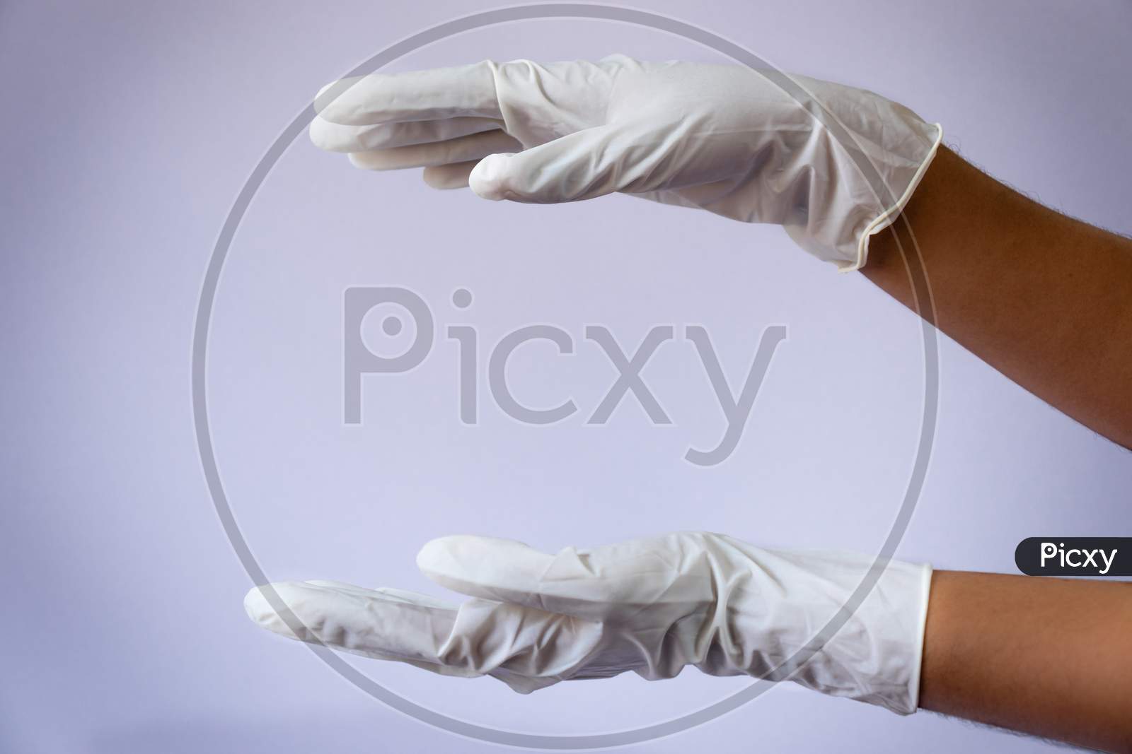 Female Doctor Wearing Medical Latex Gloves In Both Hands