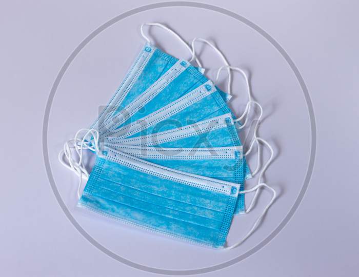 Surgical Protective Face Masks Spreads Spiral White Background