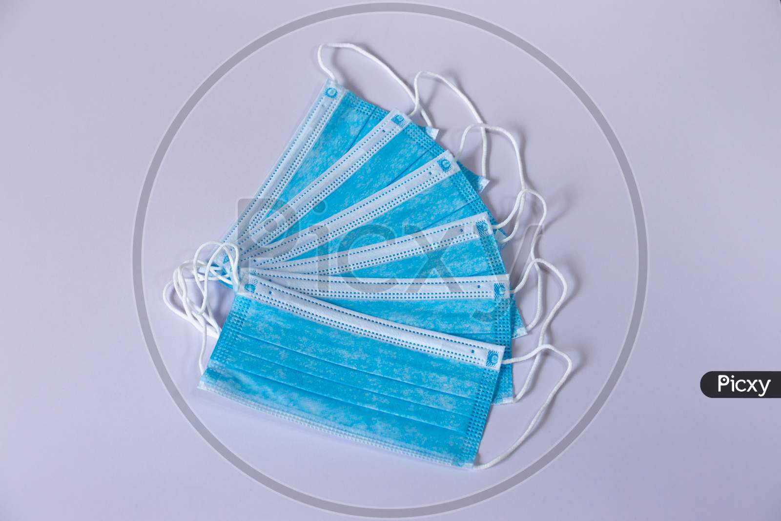 Surgical Protective Face Masks Spreads Spiral White Background