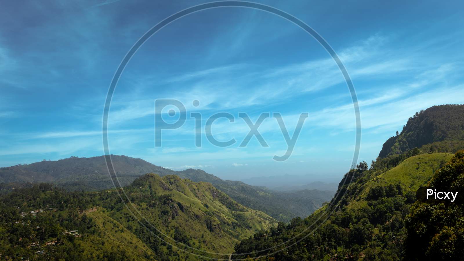 Beautiful Mountains Blue Sky View Landscape In Sri Lanka
