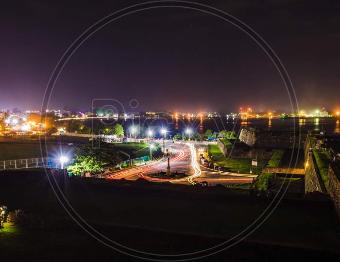 Taken From On Top Of Galle Fort, View Of The Streets Long Exposure Night Photography