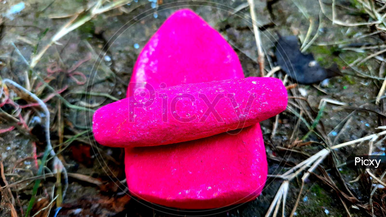 A pink clay Diwali toy
