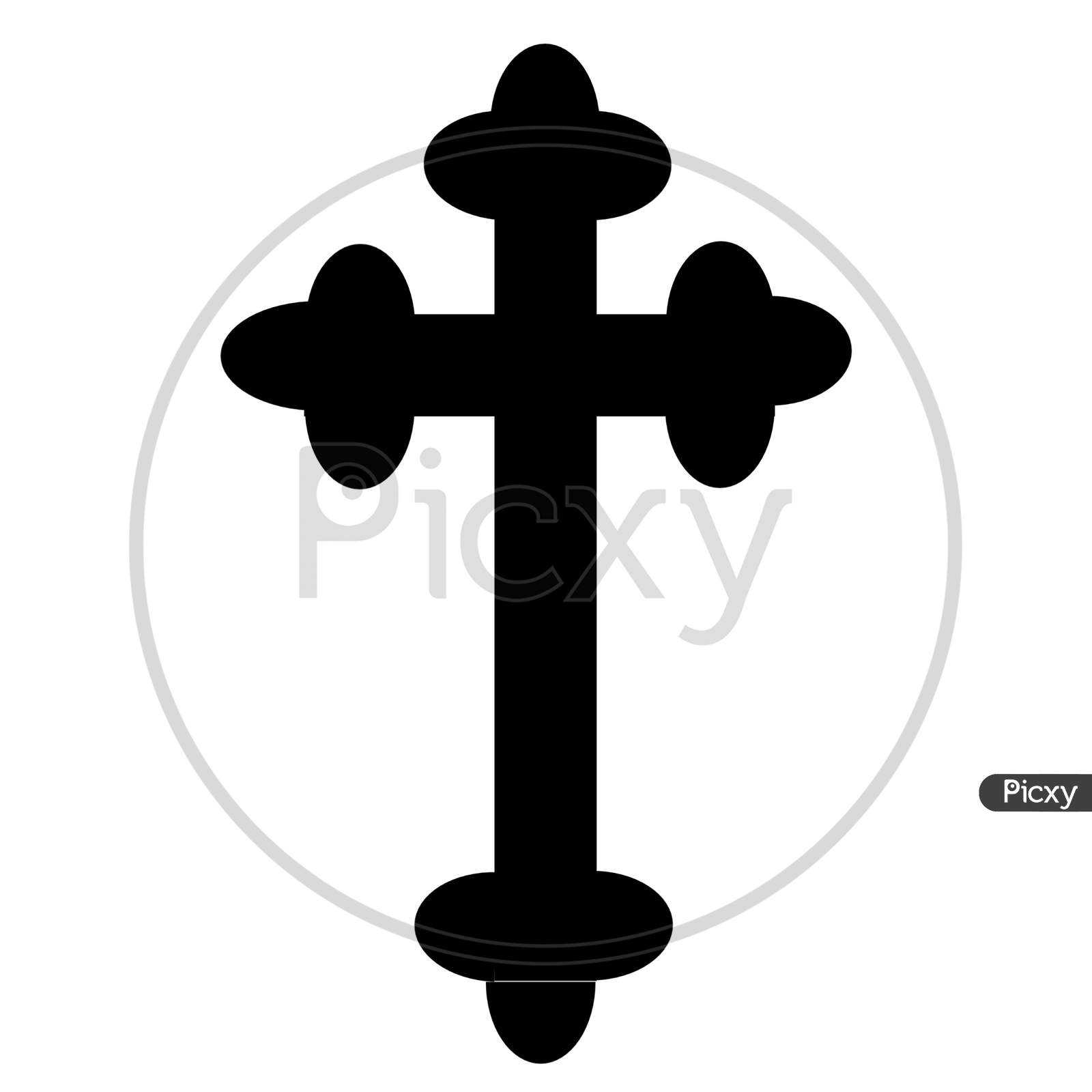 Budded Cross Symbol With White Background. Christian very old cross symbol.