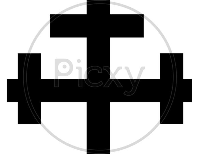 Cross Crosslet Symbol With White Background.