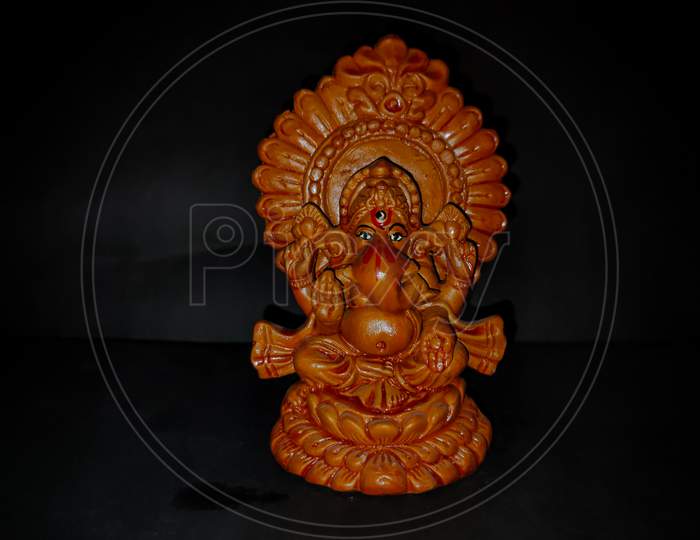 Close Up Of Lord Ganesha On Black Background
