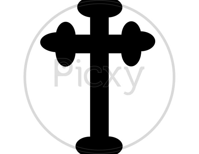 Budded Cross Symbol With White Background. Christian very old cross symbol.