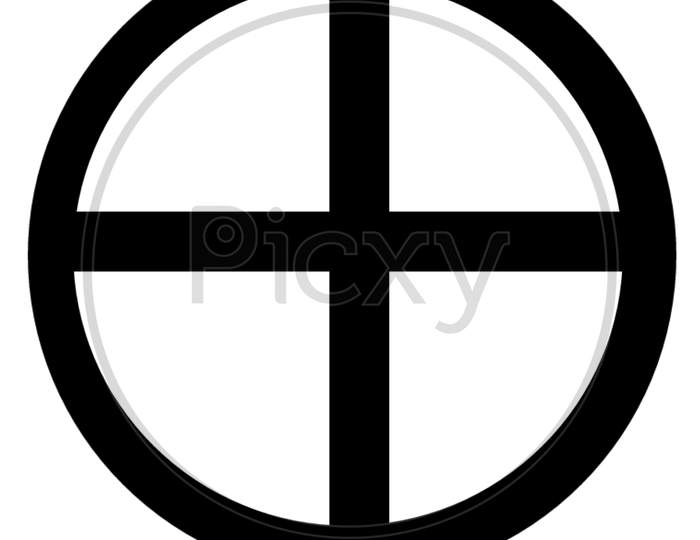 Sun Cross Symbol With White Background.