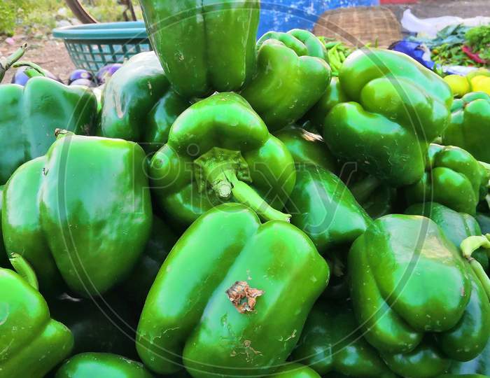 Fresh capsicum of a village farmer from local market