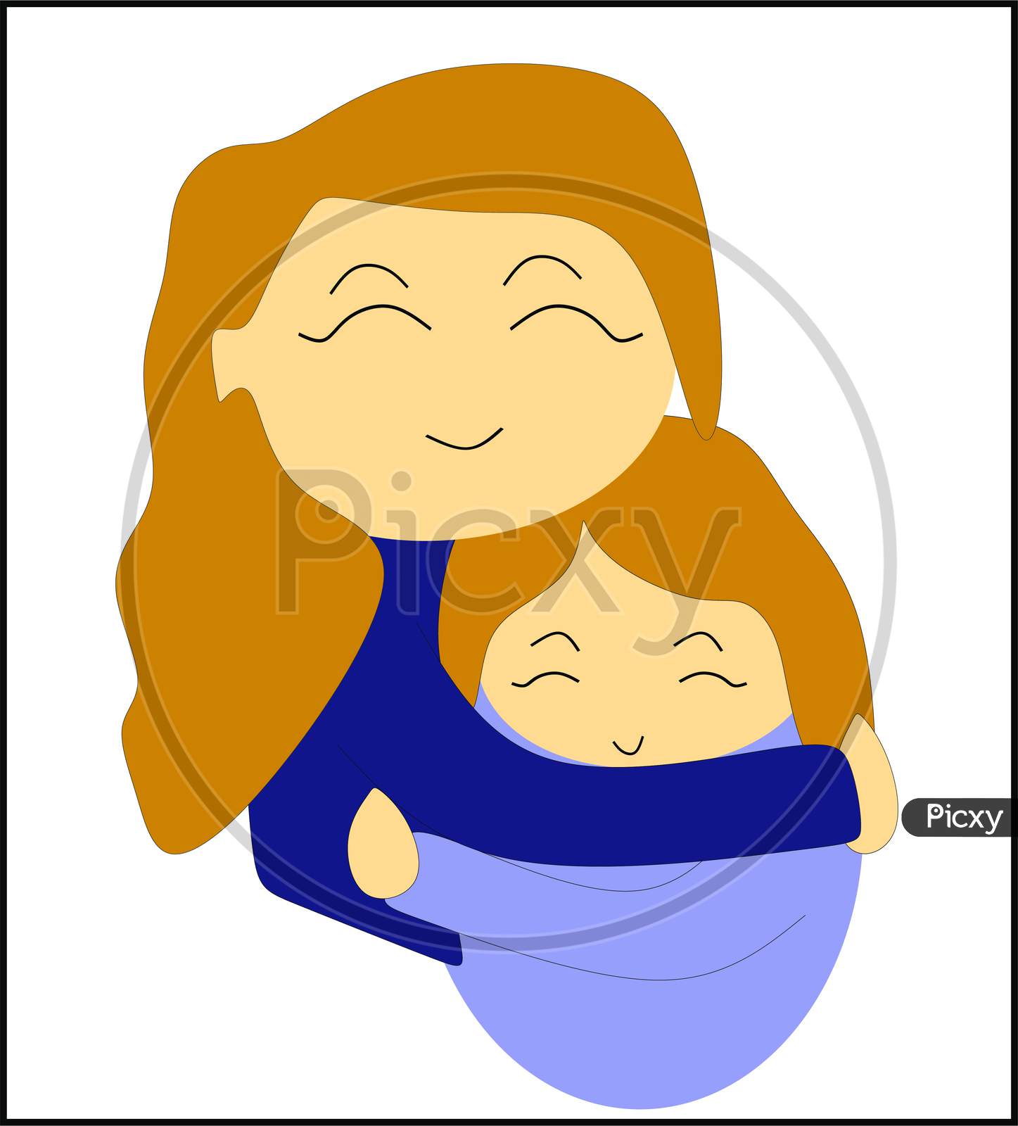 Daughter hugging her mother-mom and daughter affection or love, mother's day concept, Poster or banner.