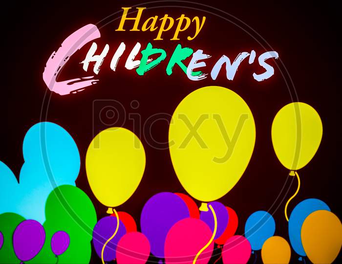 Happy Childrens day for international children celebration.digital illustration, colorful abstract pattern.