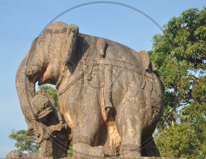 Enraged elephant statue konark