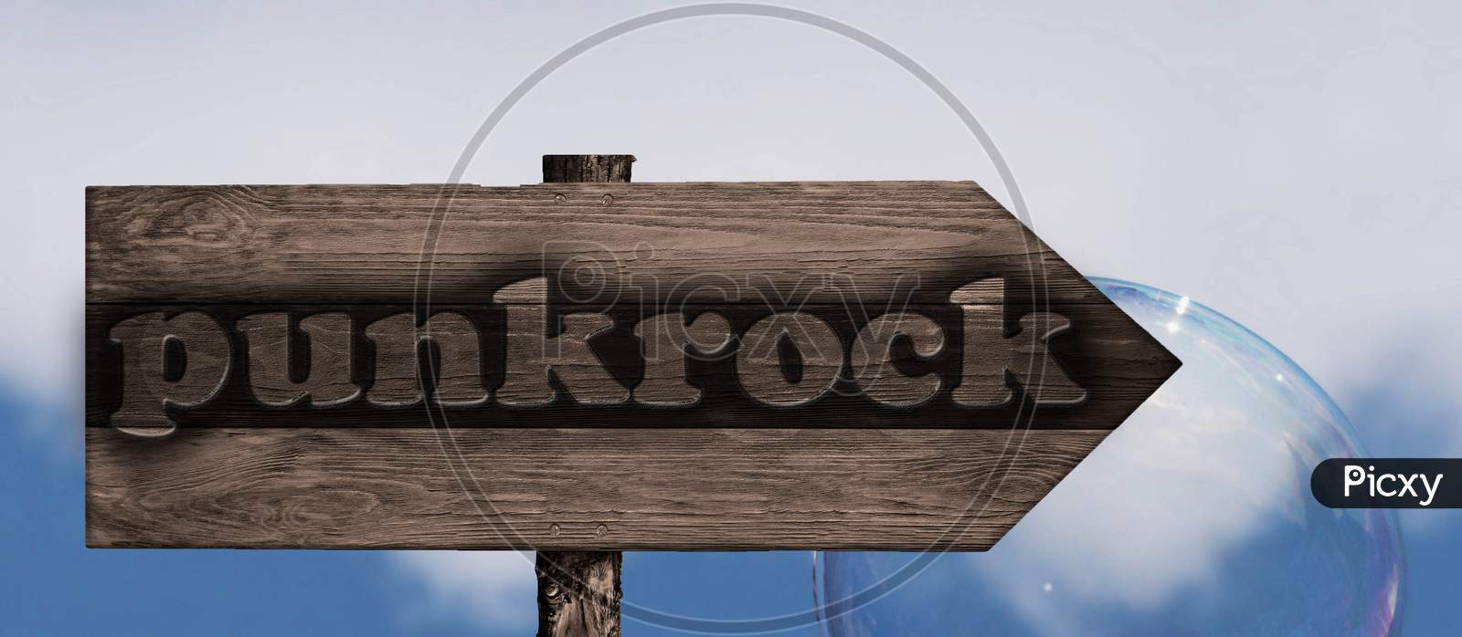 Punkrock Sign On Wood Arrow