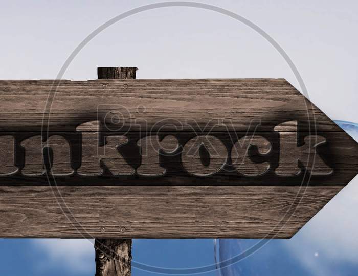 Punkrock Sign On Wood Arrow