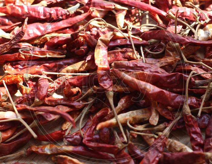 The beautiful dried red chili.