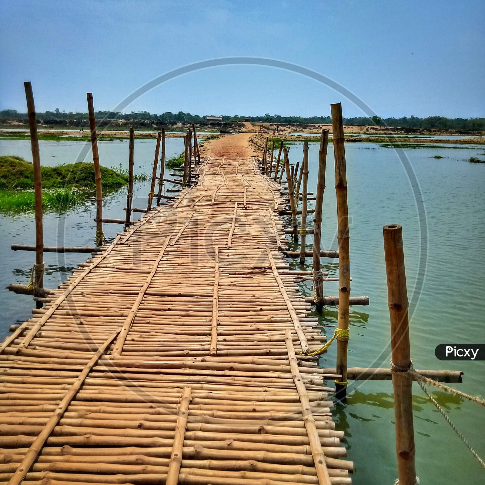 Bamboo bridge of the Kankabati ferry service way