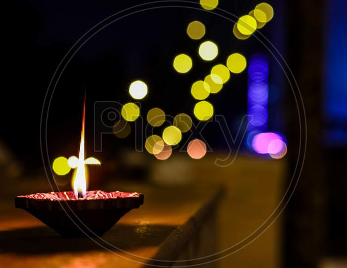 Diya lights on Diwali festival