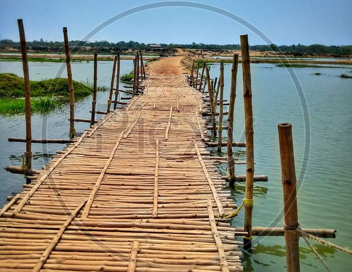 Bamboo bridge of the Kankabati ferry service way