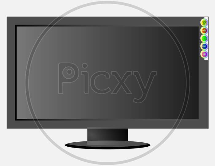 Flat led TV vector artwork in black color
