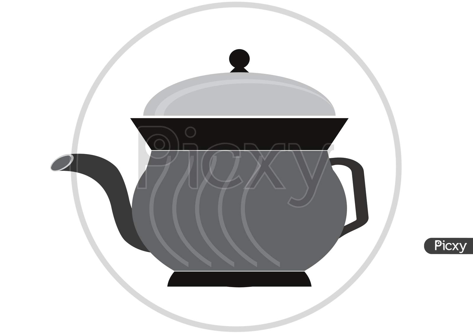 Black Teapot graphic artwork in white background