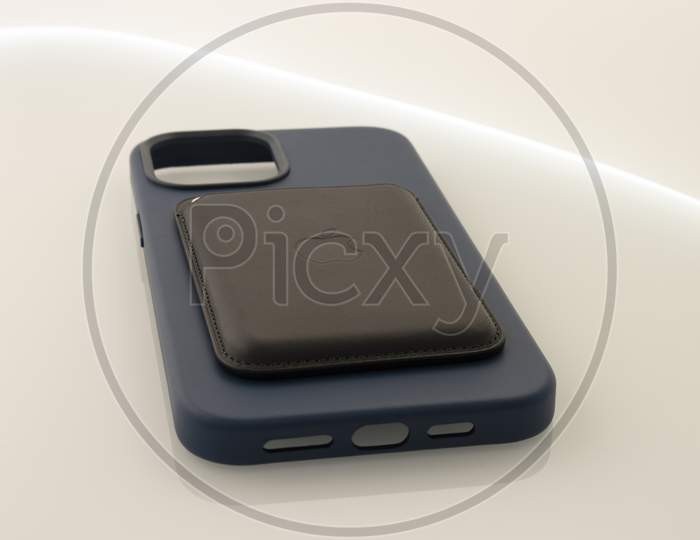 Frankfurt, Germany - November 13th 2020: A german photographer bought the new iPhone 12 Pro Max with MagSafe accessories as the iPhone case and the magnetic wallet, taking pictures of it with case.