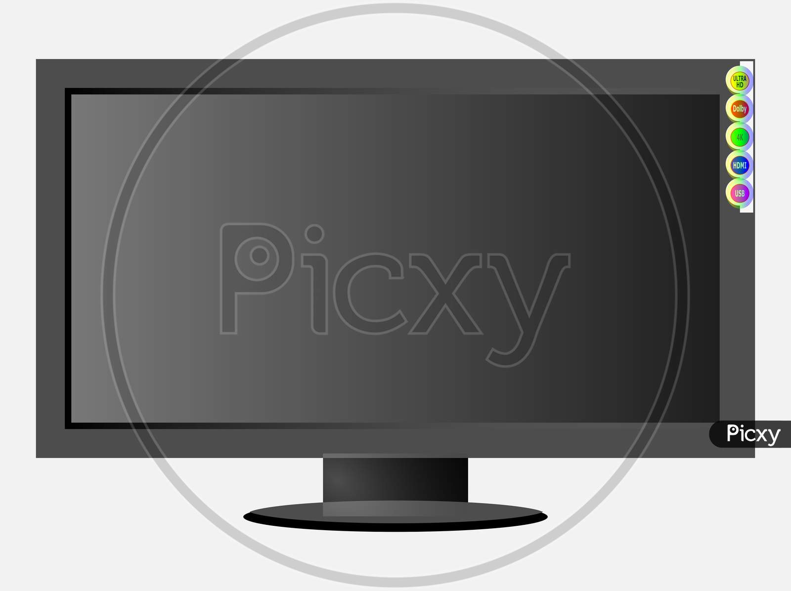 Flat led TV vector artwork in black color