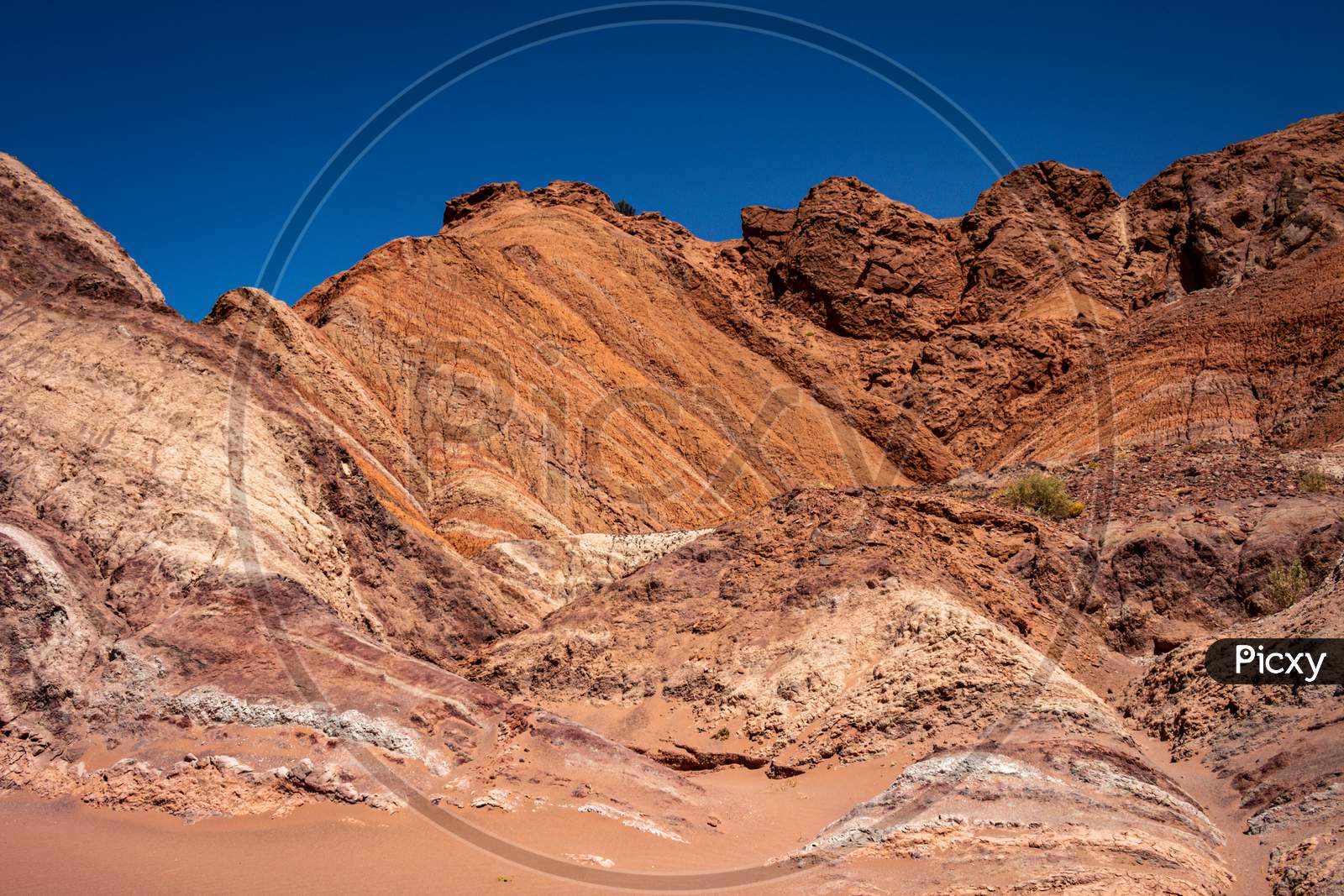 Geological Formations In The Talampaya National Park In The Argentine Republic. Huge Reddish Rocks