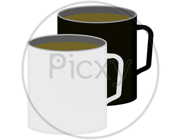 Black and white Coffee Mugs filled with coffee