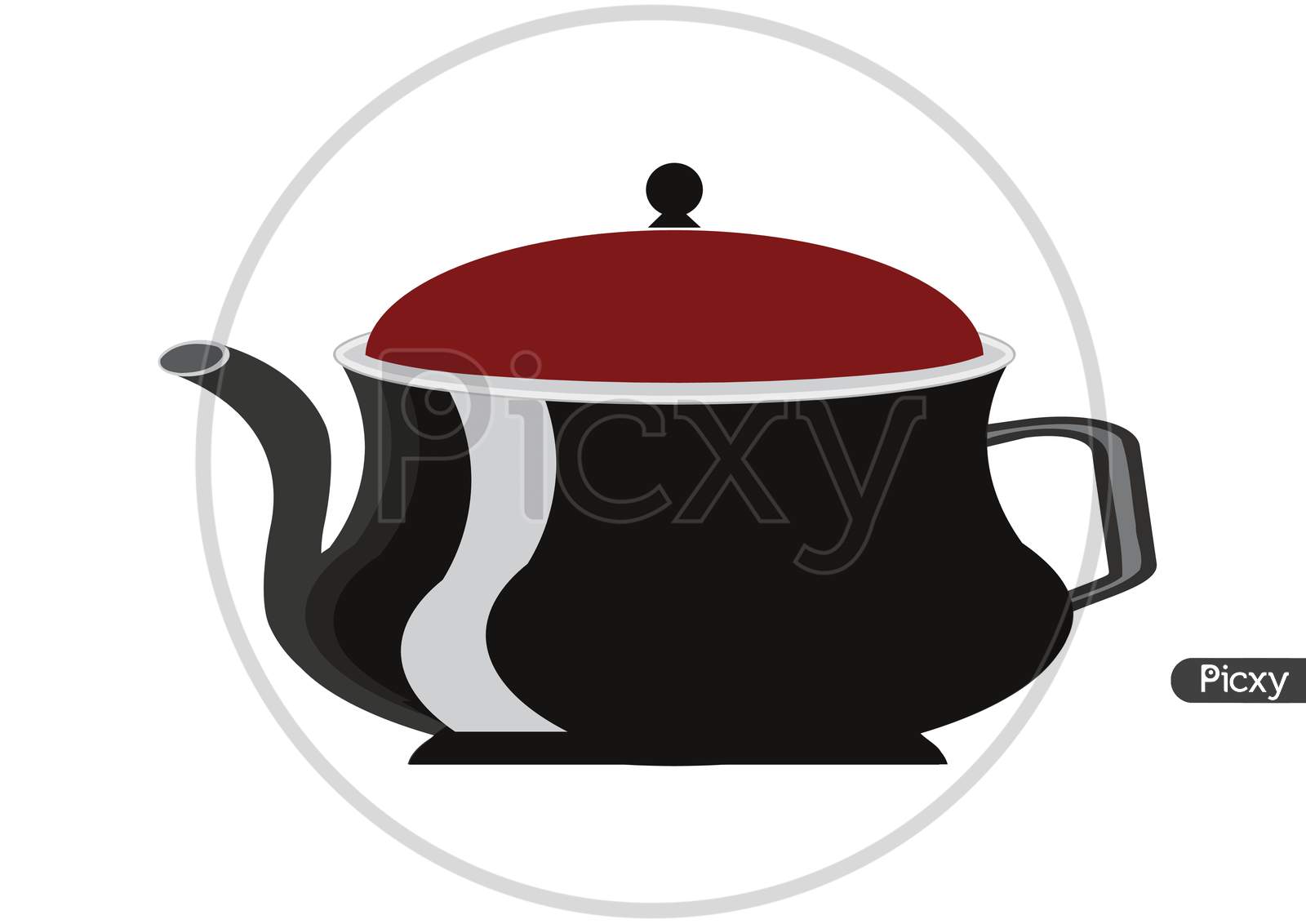 Teapot vector artwork in black color, White background