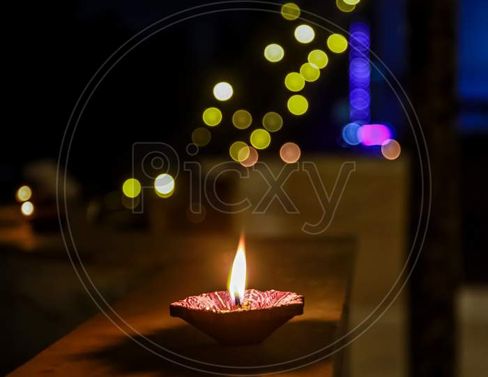 Diya lights on Diwali festival