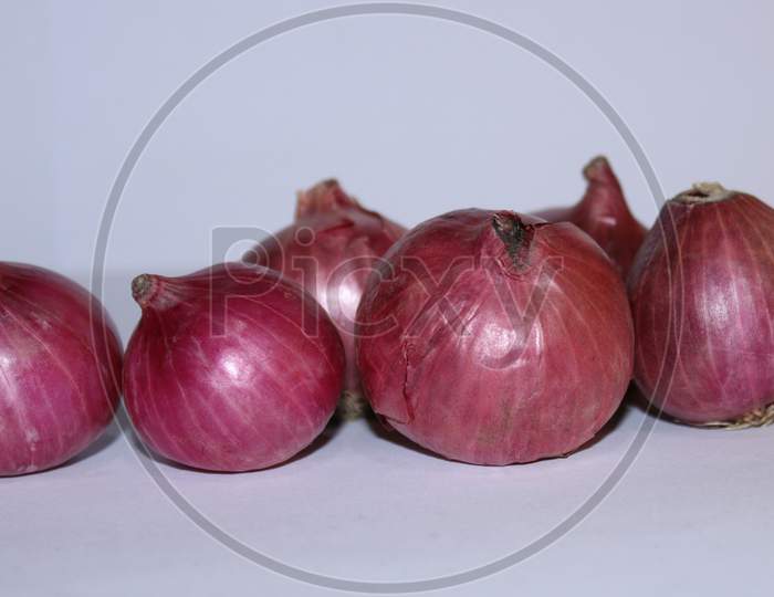 Shallot Onion Or Garden Onion Isolated With White Background.