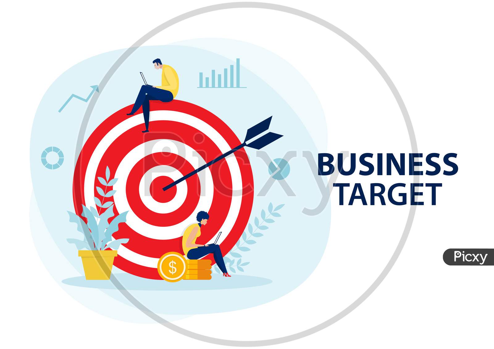 Business Plan And  Target Achievement Concept Vector Illustrator.