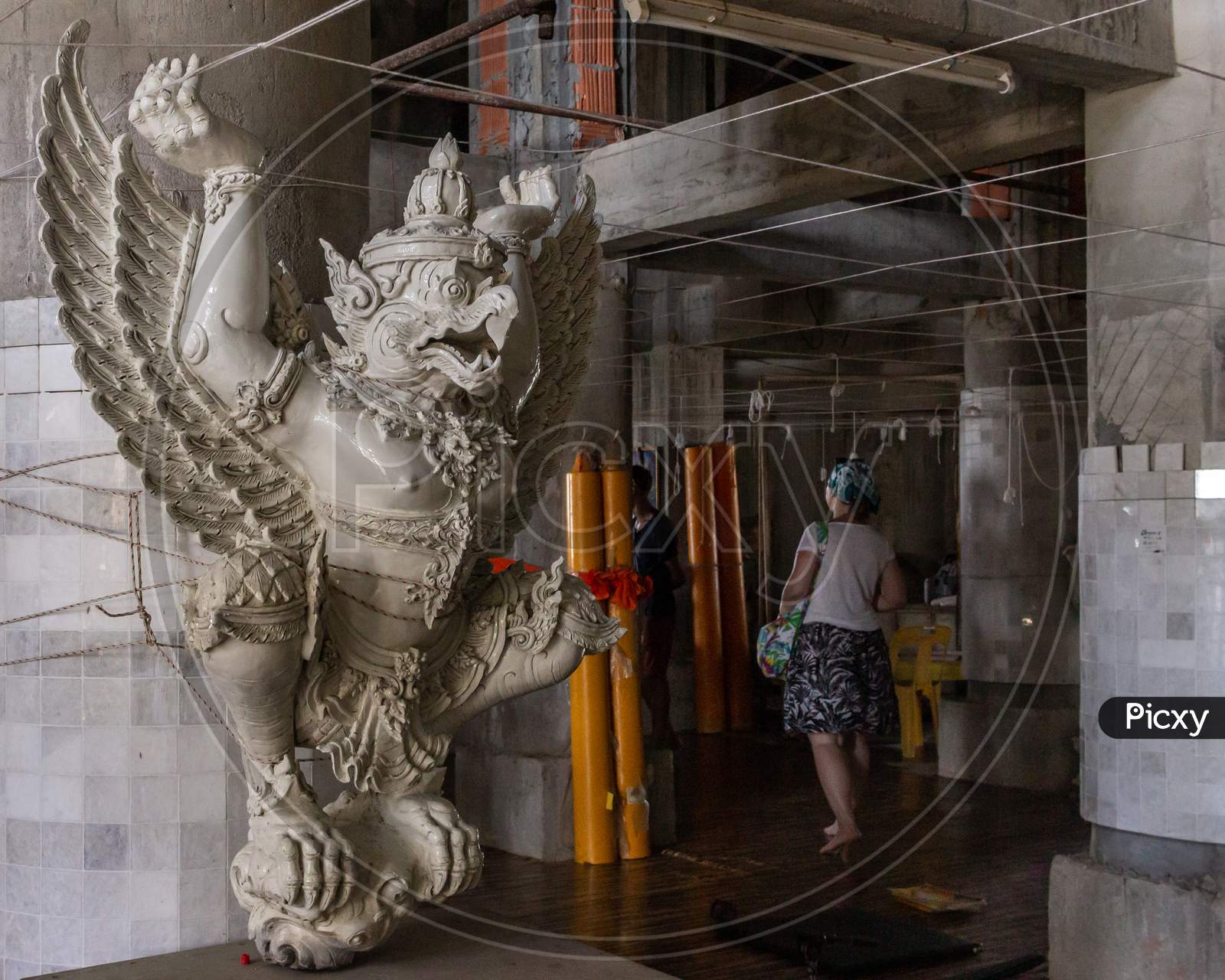 Temple Inside Interior Statue, Dragon Guard