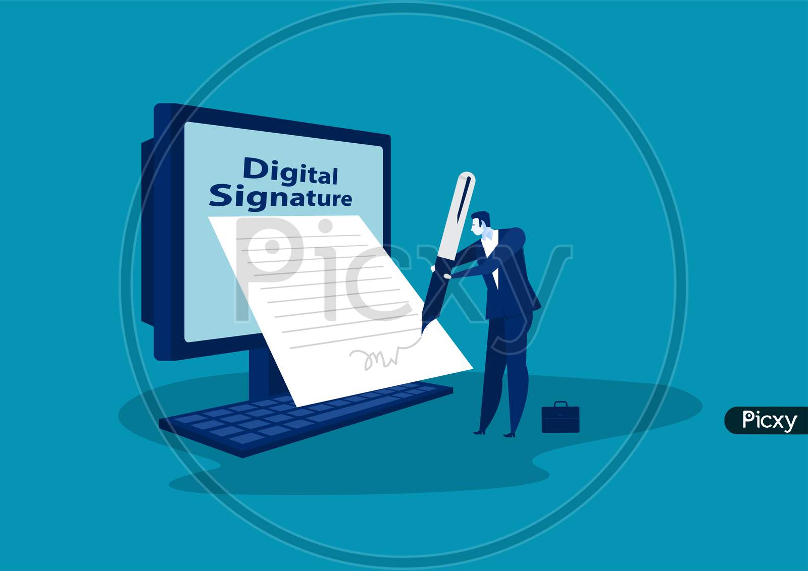 Businessman Signing An Agreement Or Contract Online.