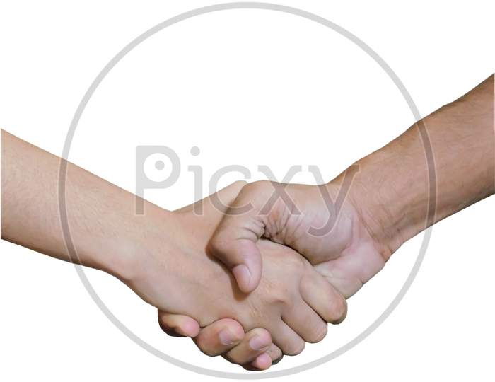 Hand Shake The Symbol Of Success On White Background
