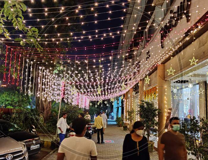 Indian street lighting at night