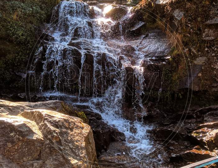 Waterfall with sunshine