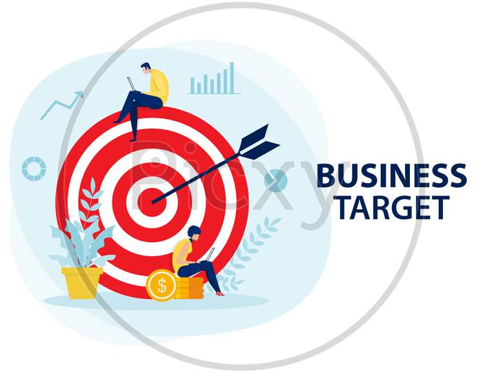 Business Plan And  Target Achievement Concept Vector Illustrator.