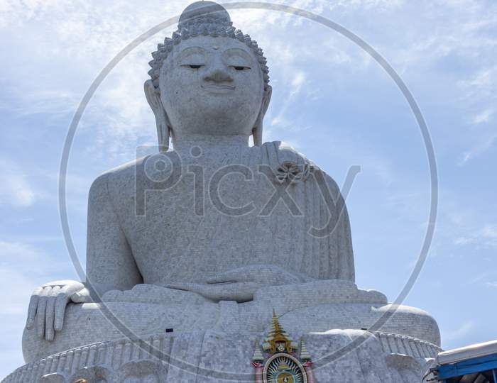 White Mosaic Big Sitting Buddha Temple Statue