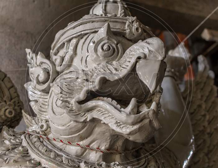Temple Inside Interior Statue, Dragon Guard