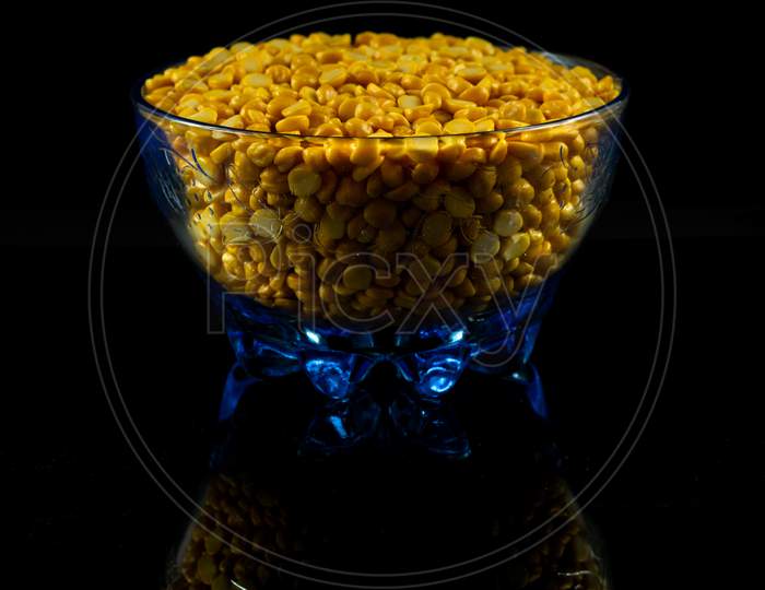 Split Yellow Gram In A Bowl On The Table