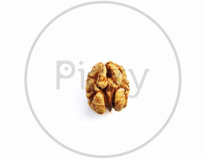 walnut on white background.walnut with brain like structure