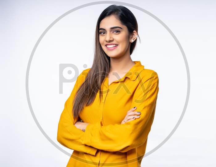 Confident young Indian woman smiling