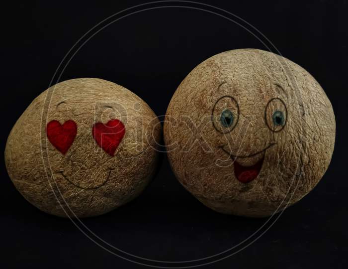 Face Expressions In Dry Coconut