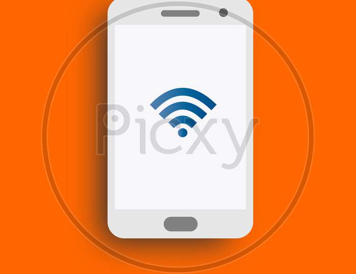 mobile phone screen with wifi signal symbol
