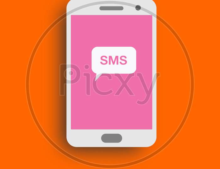 mobile phone screen with sms sign symbol notification